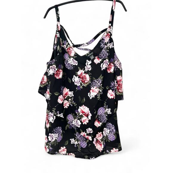 TORRID | 1 = 14/16  | Sleeveless Top Blouse Tank Dark Floral Womens Plus Size - Picture 2 of 13